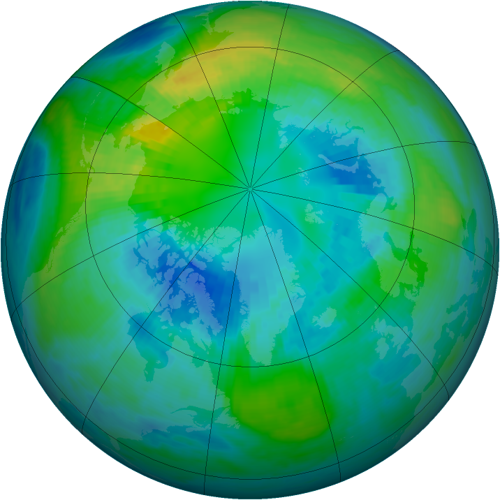 Arctic ozone map for 14 October 1984
